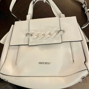 Nine West White Shoulder Bag with Chain Detail